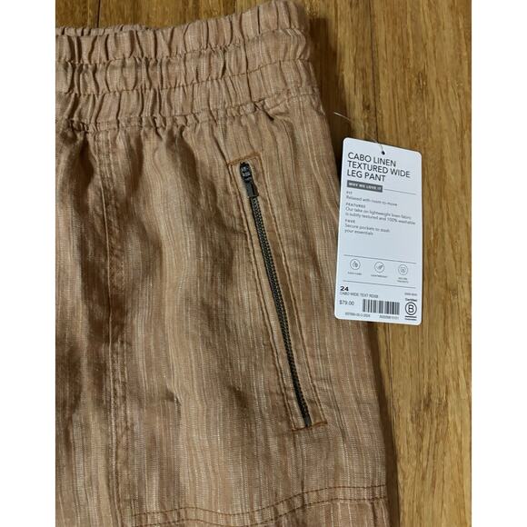 Athleta Cabo Linen Textured Wide Leg Pant Rain Dance Siena Beige Size‎ 24 Plus - Picture 5 of 7